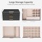 Elegant 2-Drawer Jewelry Box for Women – Large PU Leather Organizer for Necklaces, Rings, Earrings & Bracelets, Black & Gold Storage Case, Perfect Gift (Black)